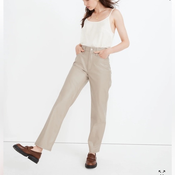 Madewell The Perfect Vintage Straight Jean: Faux Leather Edition 27 NWT - Picture 1 of 9
